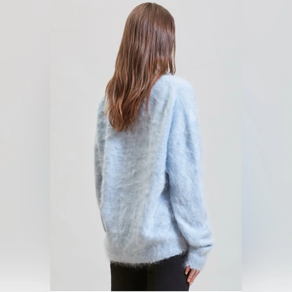 R13 Japanese Brushed Cashmere Cardigan - Light Blue. Size medium - Picture 2 of 14